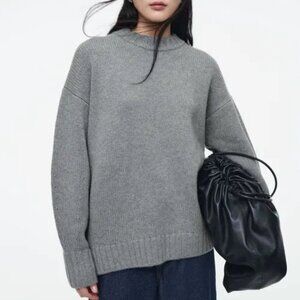 NWT COS CHUNKY PURE CASHMERE CREW-NECK SWEATER GREY SIZE L! EXTREMELY RARE!!